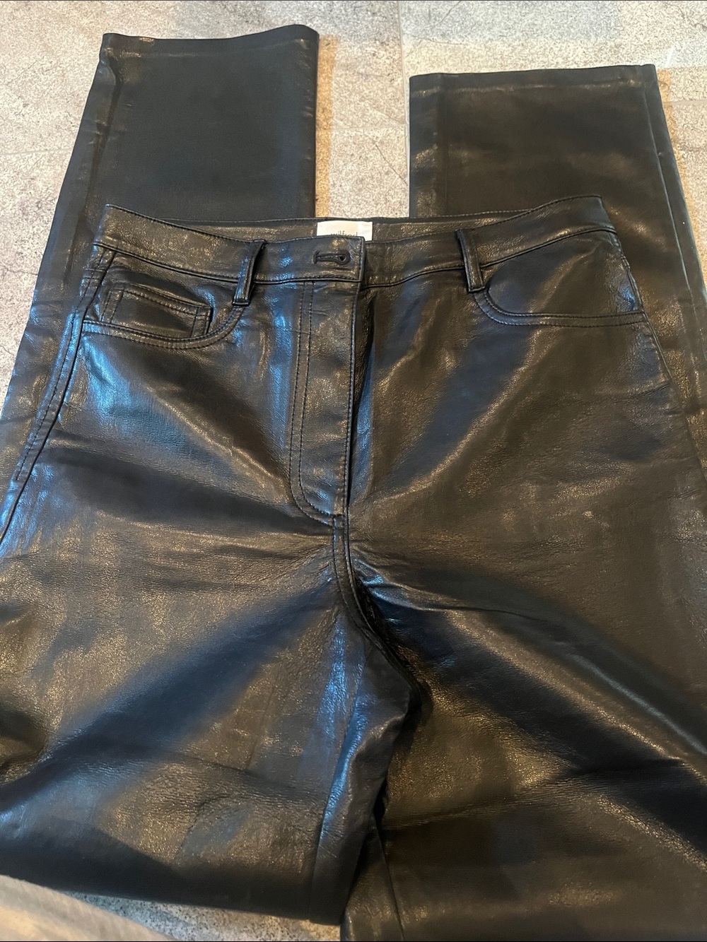 Wilfred Black Wide-Leg Faux Leather Jeans